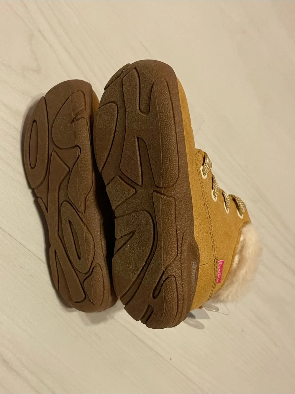 OshKosh B'gosh Tan Faux-Fur Lace-Up Toddler Boots with Embroidery